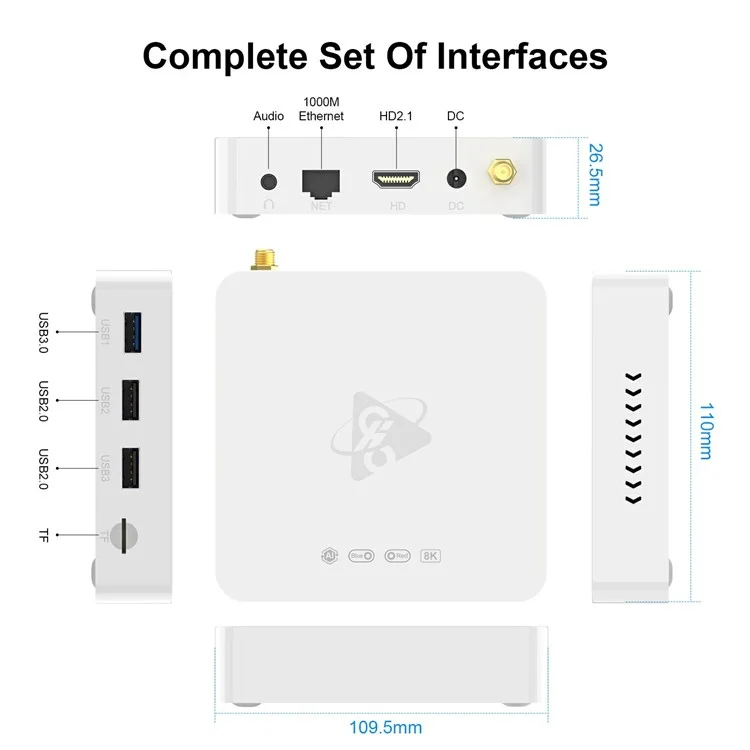 H96 Max M12 8K Video Smart TV Box WiFi 6 BT 5.4 2.4G Voice Remote Control Set Top Box (8+128G) - US Plug