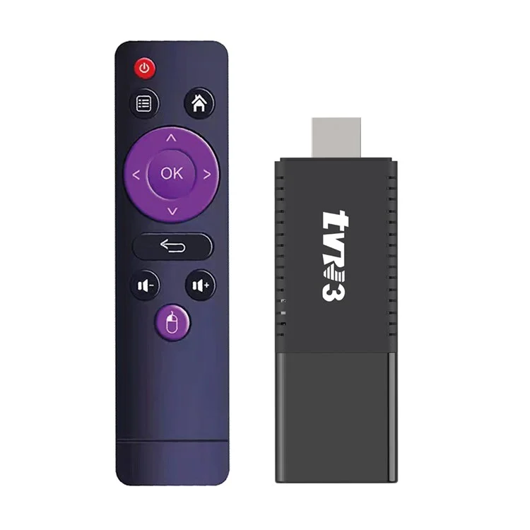 TVR3 Android 13 Streaming Smart TV Stick Quad Core Cortex A53 Support 4K H.265 Netflix Youtube, 2+16GB