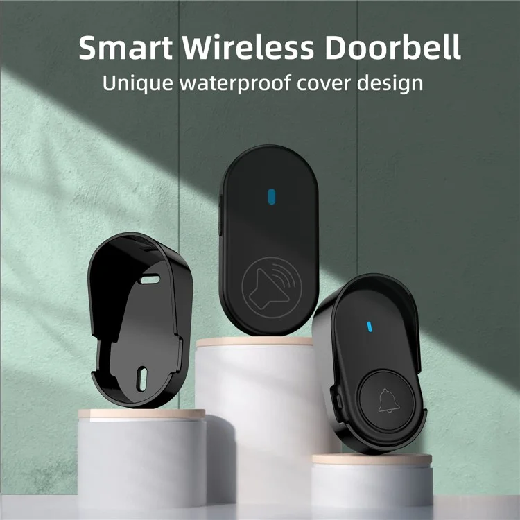 D10 Intelligent 433MHz Wireless Doorbell Home Welcome Doorbell 250m Remote Door Chime, EU Plug - Black