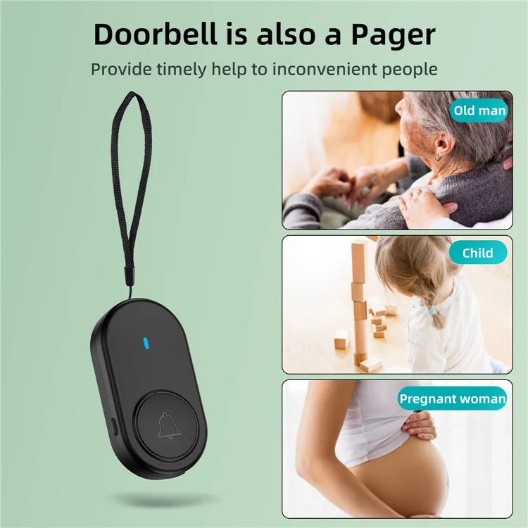 D10 Intelligent 433MHz Wireless Doorbell Home Welcome Doorbell 250m Remote Door Chime, EU Plug - Black