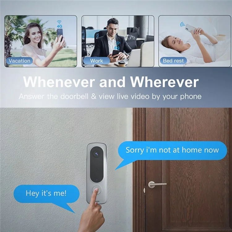 Smart Doorbell APP Remote Camera Two-Way Audio Call Door Bell Night Vision Monitor for Home Security