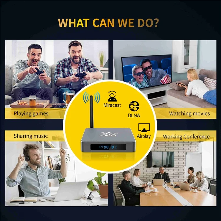 X96 X9 Smart Android TV Box 8K 1000M Amlogic S922X 2.4G / 5G Dual WiFi 4K Media Player DDR4 4GB 32GB Set Top Box - US Plug