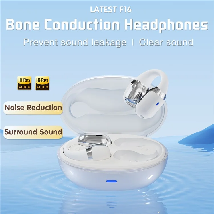 Ear Clip Bluetooth Air Conduction Earphone Wireless Sports Stereo Music Headset - White