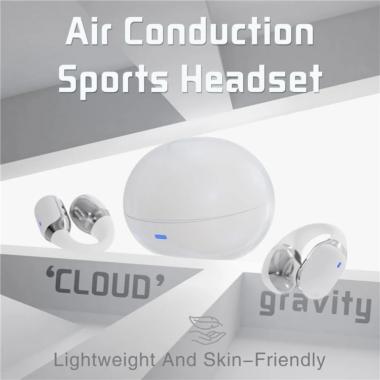 Ear Clip Bluetooth Air Conduction Earphone Wireless Sports Stereo Music Headset - White