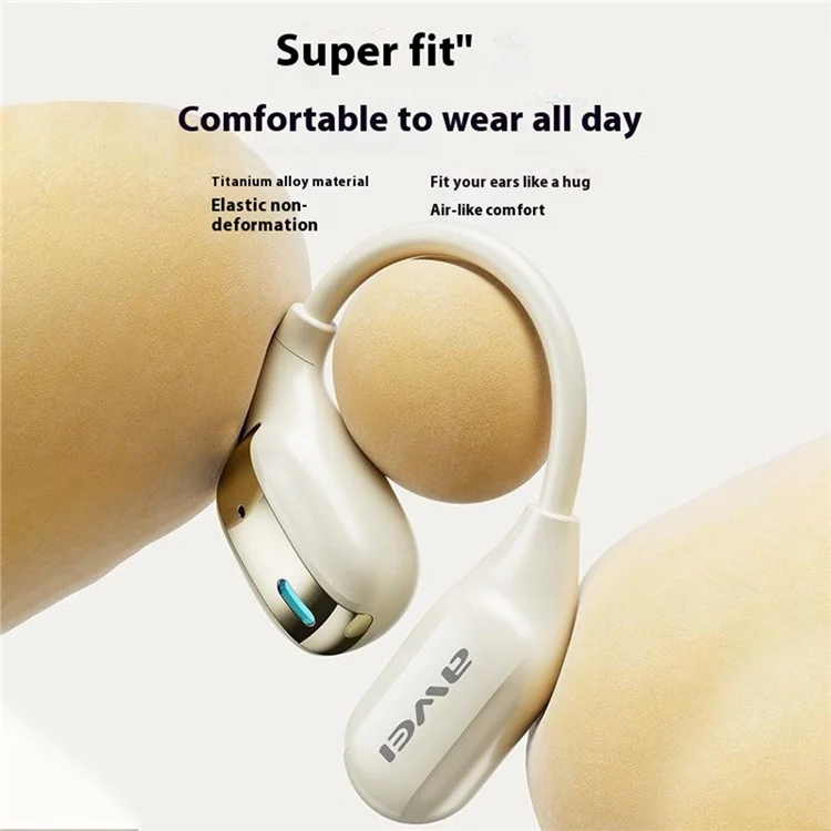 Air Conduction Bluetooth Headset OWS Ear Hook Wireless Headphone Waterproof Earphone - Beige