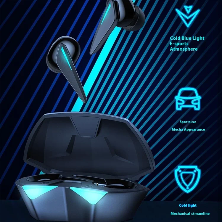 Bluetooth Wireless Gaming Headset TWS Waterproof In-Ear Headphone with Cool Light Effect