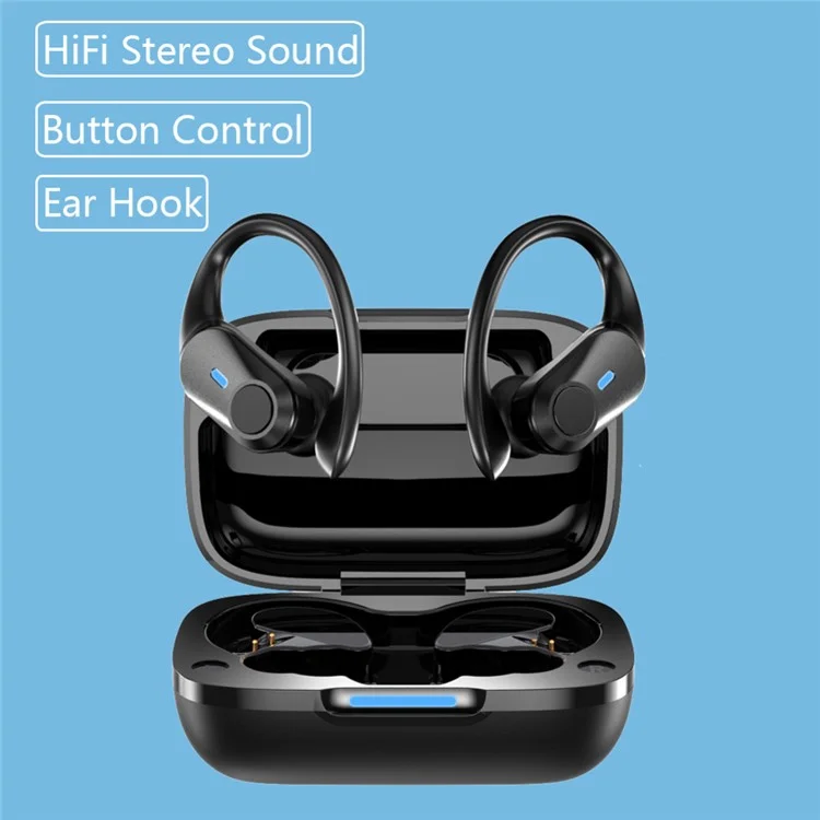 TWS BT 5.1 Ear-hook Gaming Headset Low Latency Stereo Wireless Anti-sweat Sports Headphones for Playing Games/Running/Fitness