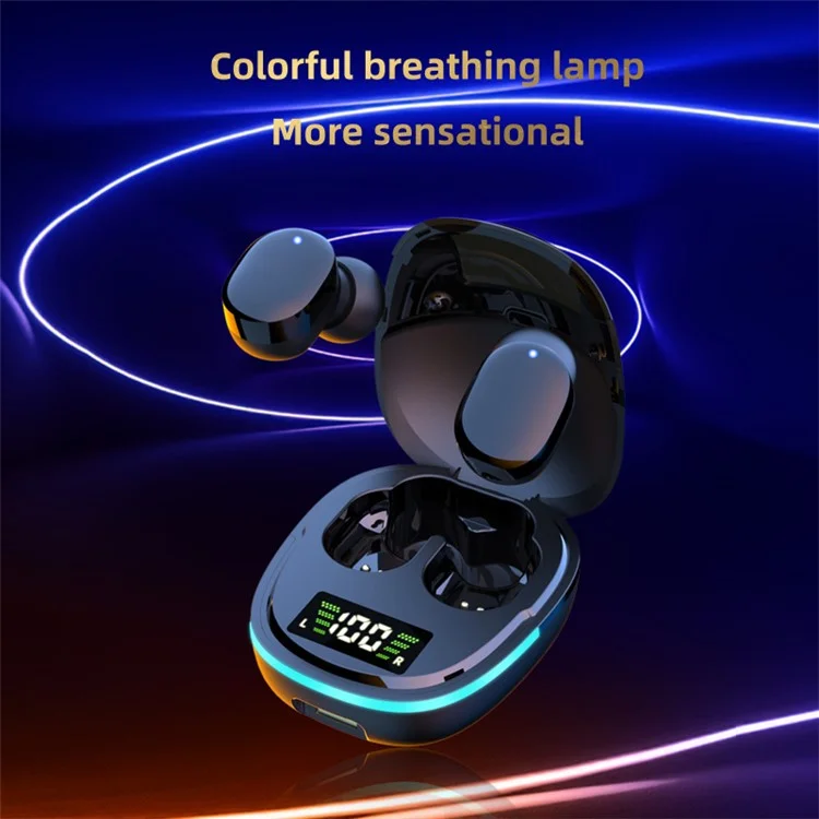 Bluetooth 5.1 Wireless Earphones Digital Display TWS Touch Waterproof Music Gaming Headsets with LED Breathing Light