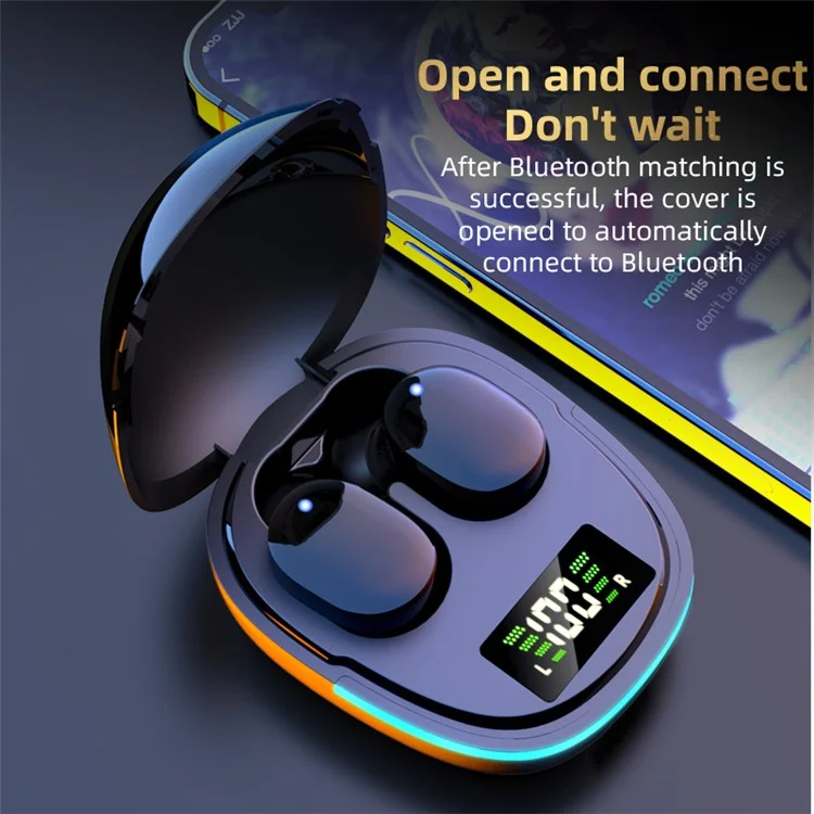 Bluetooth 5.1 Wireless Earphones Digital Display TWS Touch Waterproof Music Gaming Headsets with LED Breathing Light