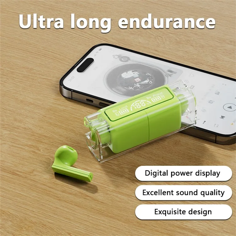 TWS Wireless Earbuds Bluetooth 5.3 Headphone HiFi Stereo Noise Canceling Earphone with Digital Display and Transparent Charging Case