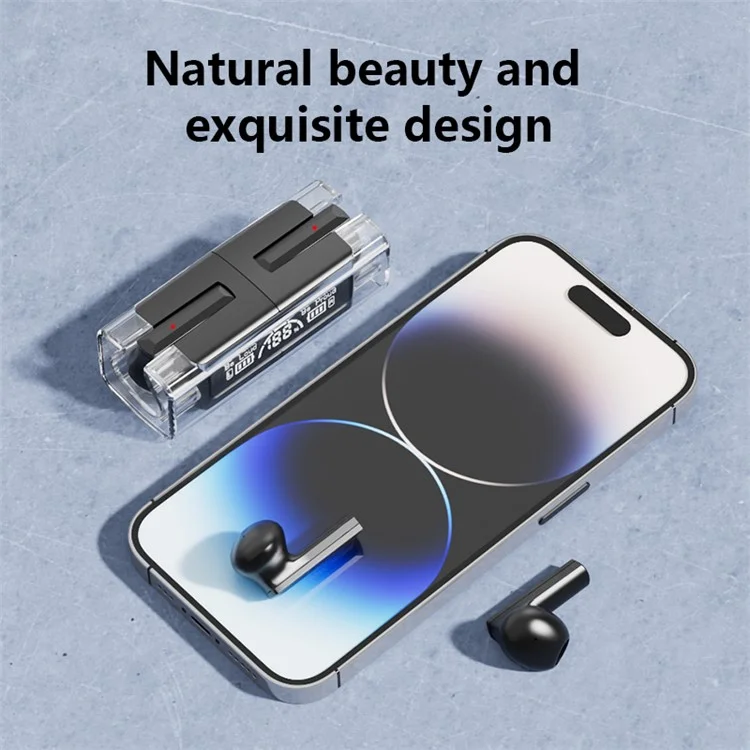 TWS Wireless Earbuds Bluetooth 5.3 Headphone HiFi Stereo Noise Canceling Earphone with Digital Display and Transparent Charging Case