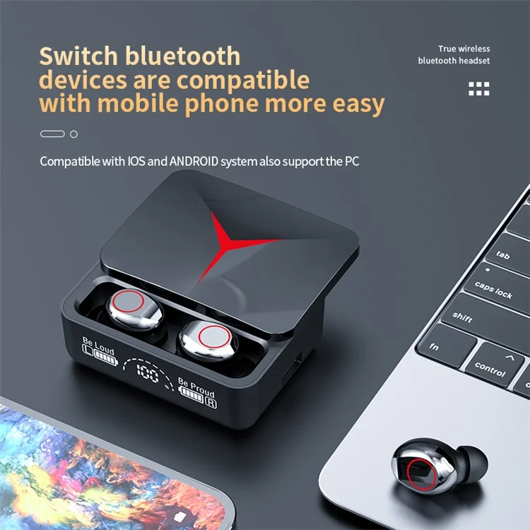 Bluetooth In-ear Earphone Stereo Music Wireless Touch Headset with Digital Display Charging Case