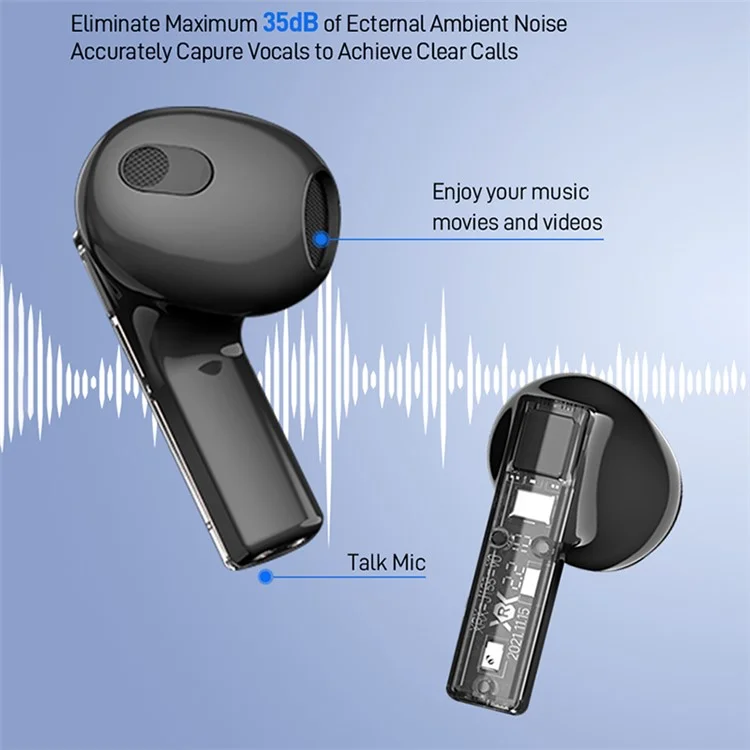 Wireless Bluetooth Headset ENC Noise Reduction Headphones Low Latency Gaming Headset - Black