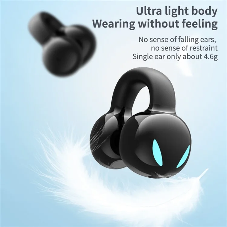 Open Ear Headphone Bluetooth 5.3 Wireless Bluetooth Headset Waterproof Sport Running Clip-on Earphone - Black