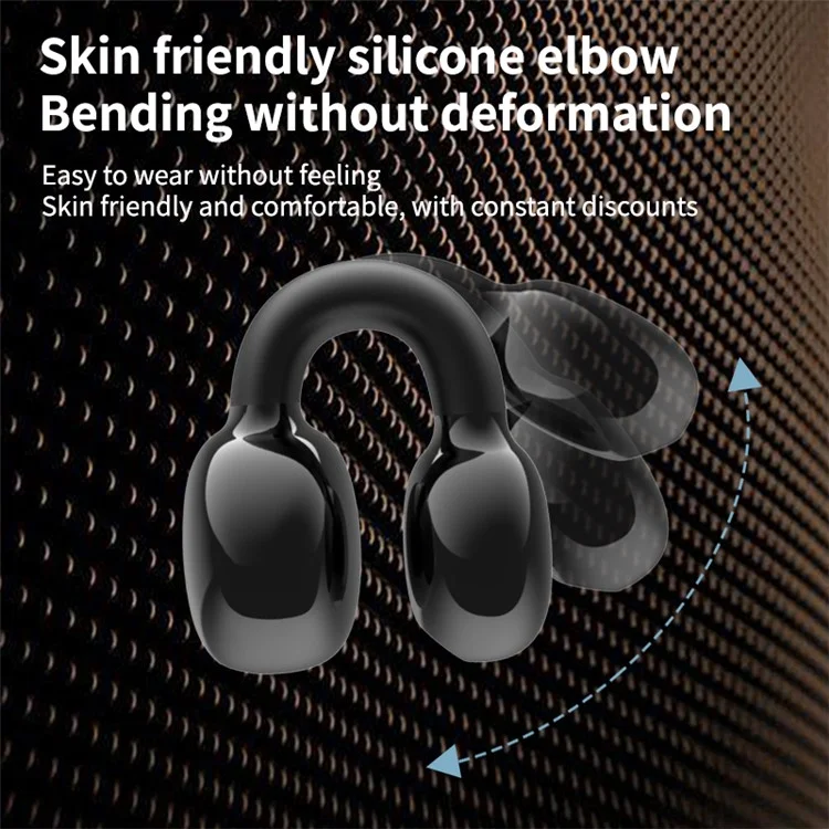 Open Ear Headphone Bluetooth 5.3 Wireless Bluetooth Headset Waterproof Sport Running Clip-on Earphone - Black