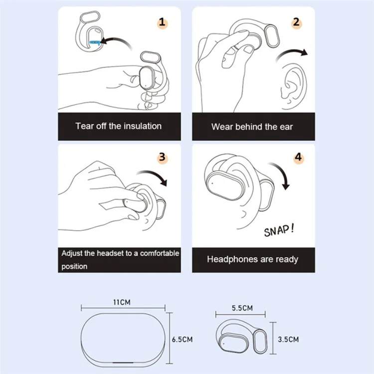 Bluetooth 5.3 Headphones Bone Conduction Wireless Earphones with Digital Display