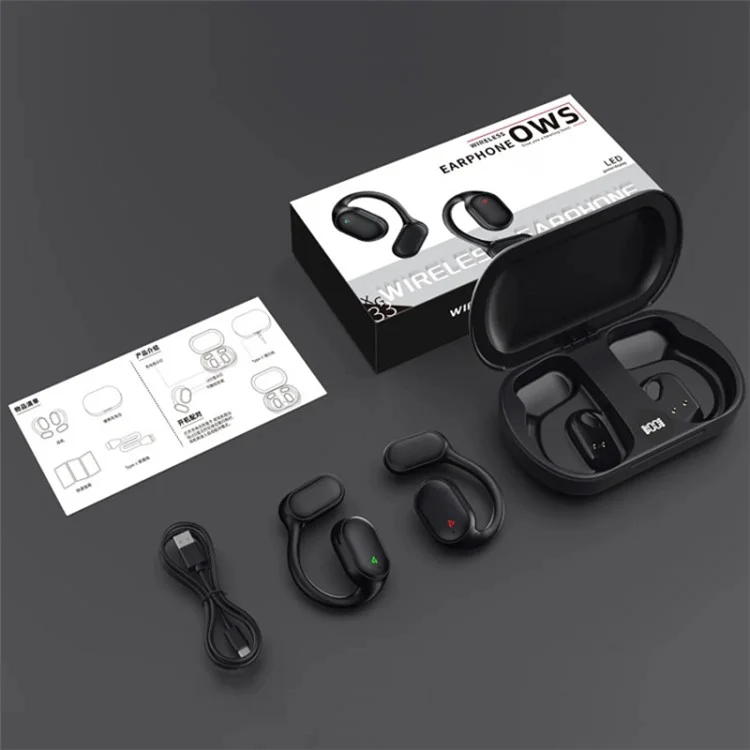 Bluetooth 5.3 Headphones Bone Conduction Wireless Earphones with Digital Display