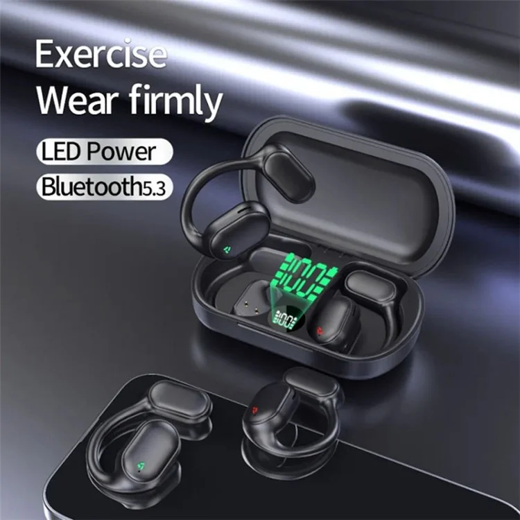 Bluetooth 5.3 Headphones Bone Conduction Wireless Earphones with Digital Display