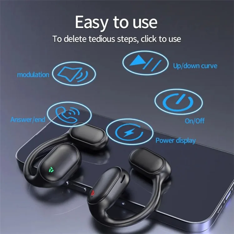 Bluetooth 5.3 Headphones Bone Conduction Wireless Earphones with Digital Display