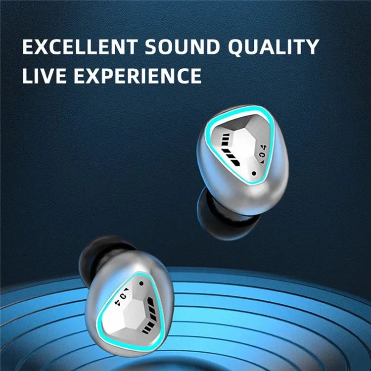 Digital Display Bluetooth Earphone TWS Gaming Wireless Headset - Silver