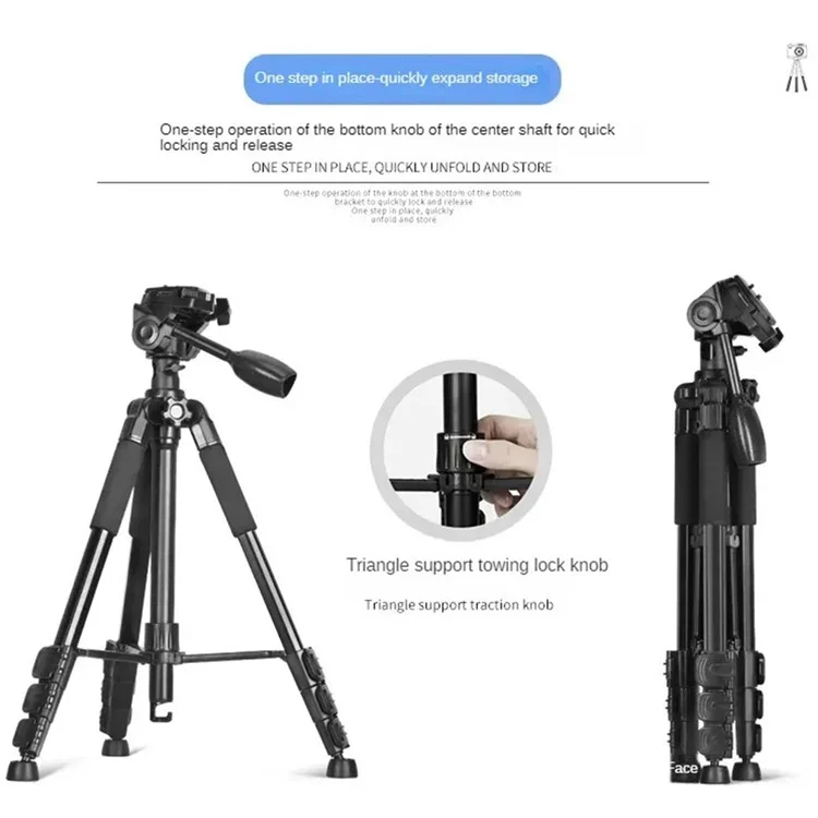 Q111H SLR Camera Phone Stand Aluminum Alloy+ABS Telescopic Live Streaming Photography Tripod