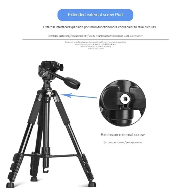 Q111H SLR Camera Phone Stand Aluminum Alloy+ABS Telescopic Live Streaming Photography Tripod