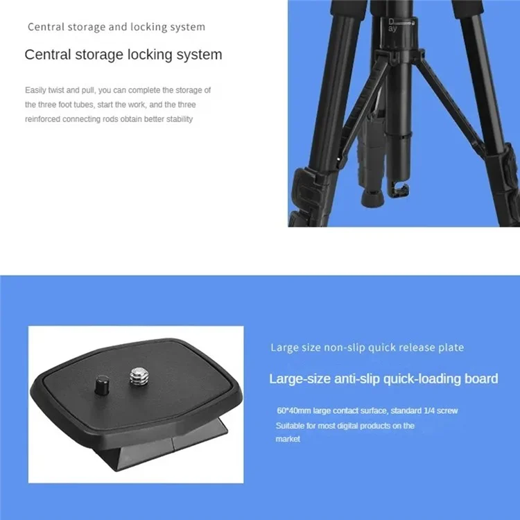 Q111H SLR Camera Phone Stand Aluminum Alloy+ABS Telescopic Live Streaming Photography Tripod