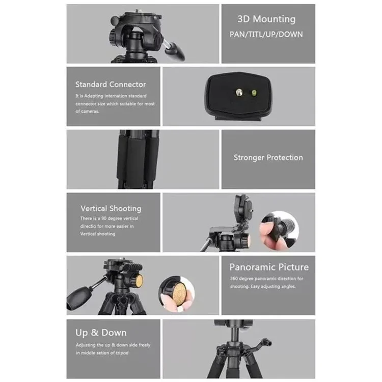 Q111 SLR Camera Floor Stand Aluminum Alloy + ABS Telescopic Live Streaming Photography Tripod