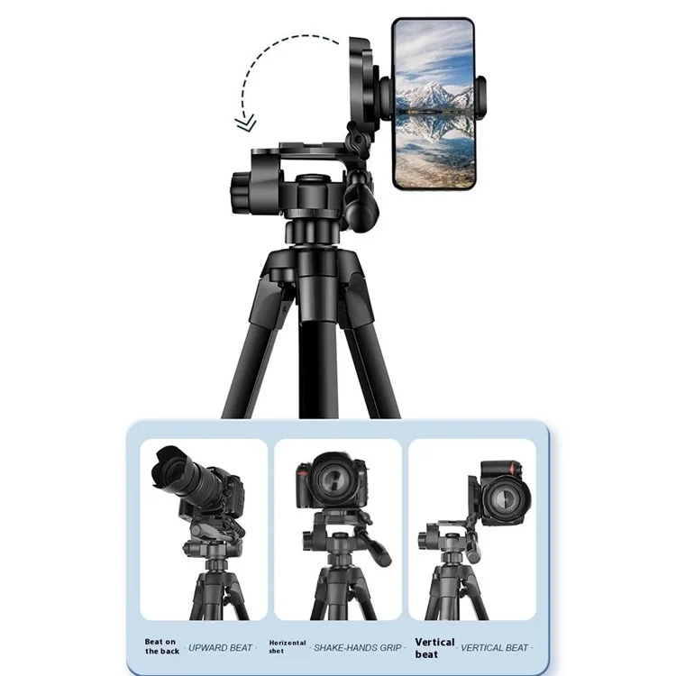 Q1730 173cm SLR Camera Phone Holder Tripod Telescopic Live Streaming Photography Floor Stand