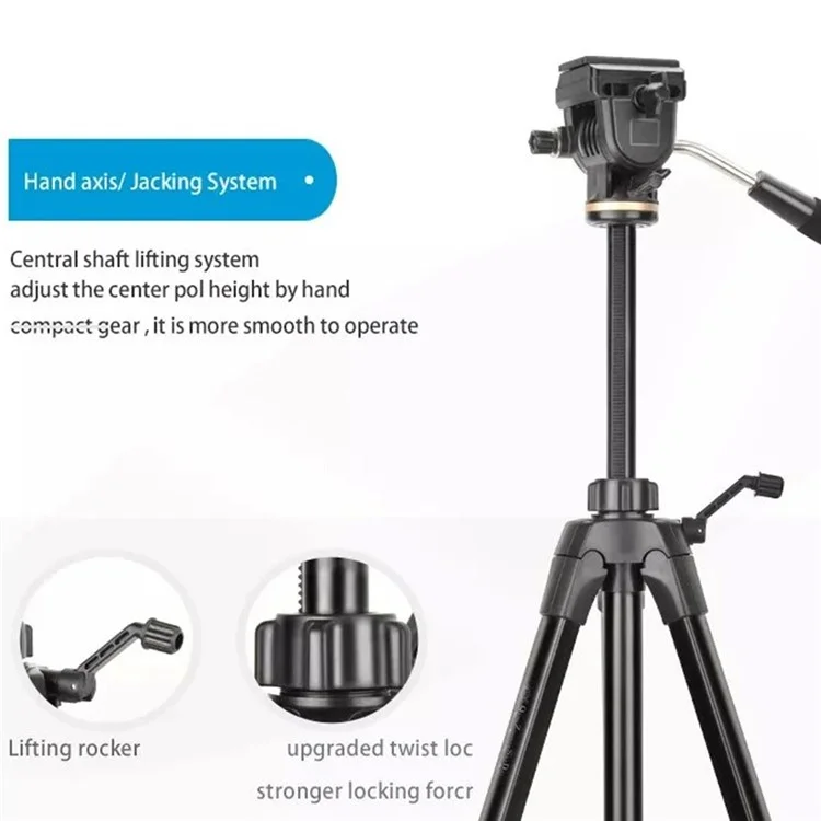 Q1750 174cm SLR Camera Phone Holder Aluminum Alloy + ABS Tripod Telescopic Live Streaming Photography Stand