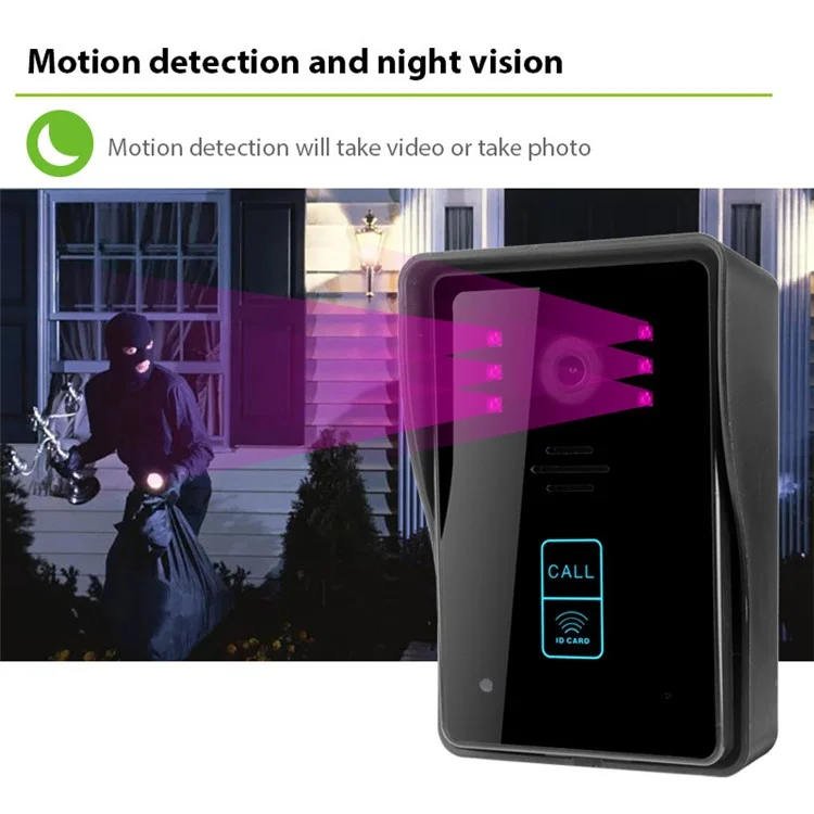 7-inch Monitor Tuya App WiFi Doorbell RFID Card Unlock 1080P HD Video Doorbell, EU Plug