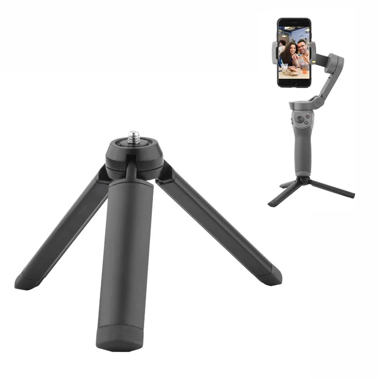 Metal Tripod Non-slip Silicone Pad Stable Aluminum Alloy Mount Phone Screwdriver for DJI Osmo Mobile 3 Stabilizer - Black